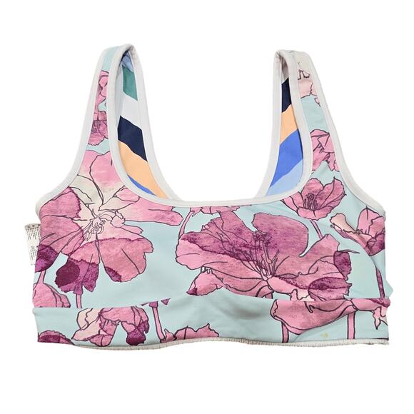 Maaji Multi Color Reversable Floral & Geometric Bikini Top Swimwear Sporty Swim - Picture 2 of 12